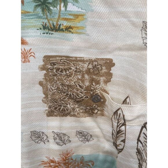 Pierre Cardin Button-Up Shirt Men's L Brown 100% Rayon Short Sleeves Collared - Picture 3 of 4